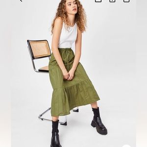 CIDER Textured Multi-tiered Midi Skirt